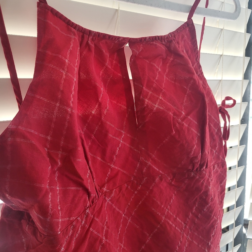 Tommy Jeans Red Sleeveless Plaid Dress